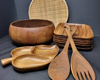 	Teak & Monkey Pod Wood Salad Serving Set