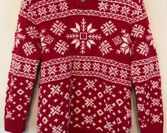 Ralph Lauren S/P Hand Knit Red White Winter Sweater