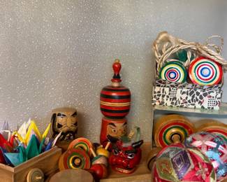 Vintage Japanese Children’s Wood Toys - Tops, Noisemakers