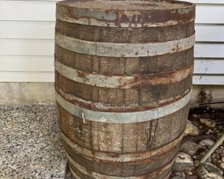 Rustic Wooden Barrel Side Table - Metal Rings
