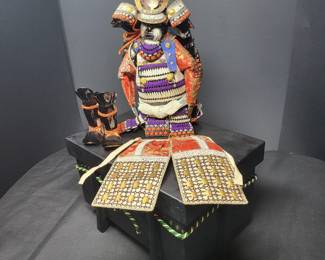	Japanese Samurai Doll Armor on Wood Stand Tsushima