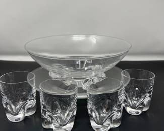 Steuben Crystal Bowl, Crystal Pitcher & Drinking Glasses