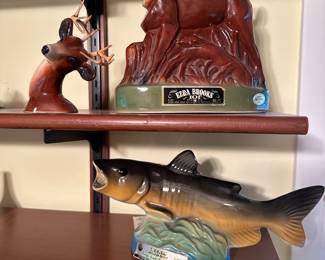 Ezra brooks, and Jim Beam decanters