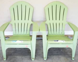 22 - Lot of 2 Plastic Adirondack Chairs 30" x 28" x 36"

