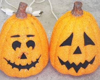 31 - Lot of 2 Lighted Jack-O-Lanterns - 12.5" tall
