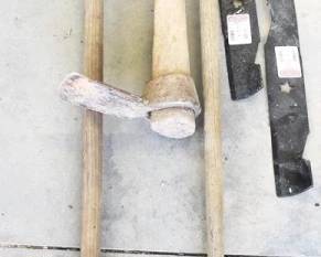 40 - Lot of Yard Tools and Lawn Mower Blades
