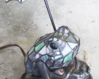 76 - Stained Glass Frog Lamp - 11" tall
