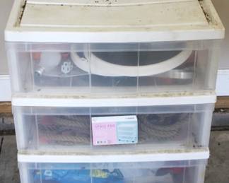 89 - 3-Drawer Plastic Storage Bin w/ Contents 21" x 15" x 24"
