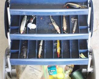 93 - Tackle Box w/ Assorted Tackle - 15" x 12" x 8"
