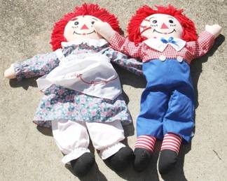 105 - Pair of Raggedy Anne and Andy Dolls - 22" tall
