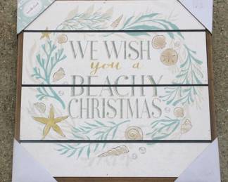 135 - Wood Beachy Holiday Sign - 12 x 12
