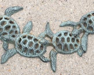 142 - Cast Iron Turtles Decor - 12" Long
