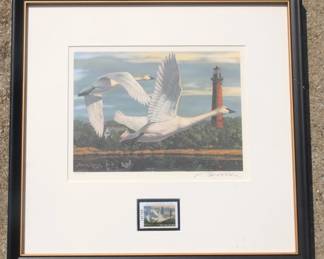 196 - Framed Print with Stamp (Signed/Numbered) 15 x 16
