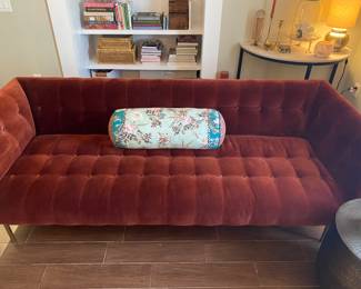 Arhaus Tuffed Sofa available for pre-sale $850.00

Items on bookshelf in this photo are not what will be on there during the sale.  Will try to retake once the shelf is staged.