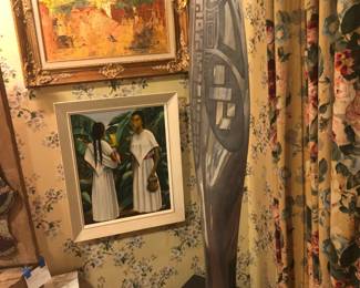 paintings and aluminum sculpture