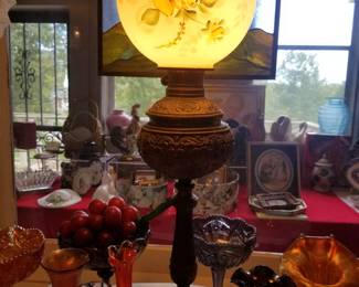 Very fine Victorian banquet lamp.