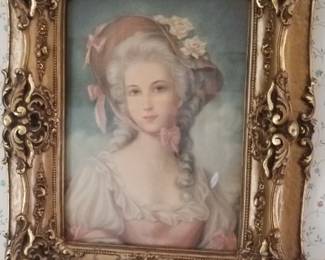 Maiden in elaborate gilt frame.