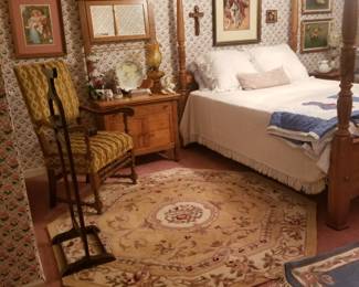 Oak wash stand with mirror.