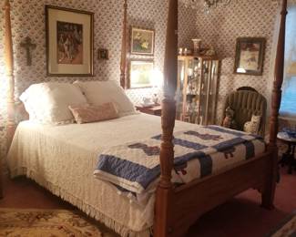 Queen size oak rice carved bed.