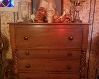 Fine cherry one drawer over three chest.