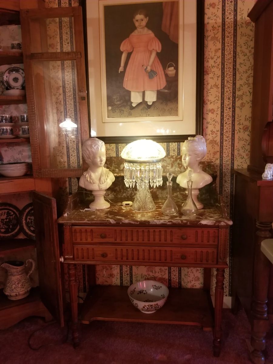 Handsome French stand with reeded legs and marble top.