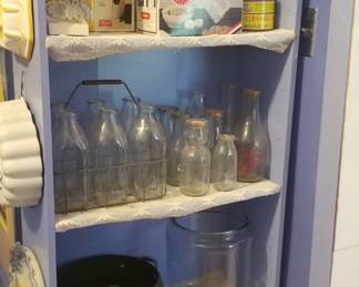 Large collection of old milk bottles. 