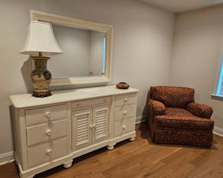 2 Lexington cream dressers, side chair