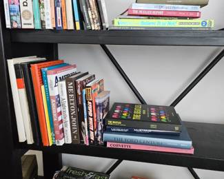 Books, Pottery Barn Black etagere book case
