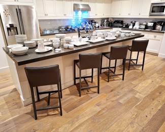 This kitchen is loaded with name brands! 
Room & Board Bar Stools! 