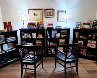 The library is filled with interesting books and furnished with Pottery Barn chairs & Crate & Barrel book shelves! 

There are also several books on Native American tribes and art! 