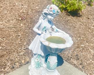 Small garden sculpture. Faux birdbath 