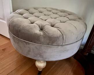 Velvet tufted ottoman on casters