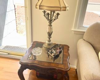 Wood and glass side table