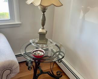Iron and glass side table