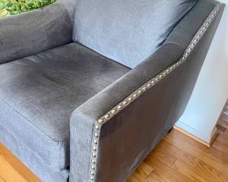 Grey velvet side chairs (2)