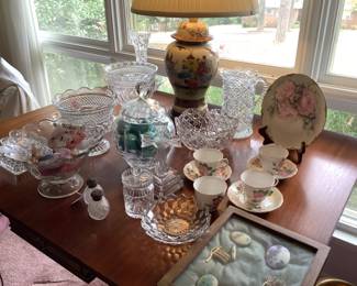 Many beautiful crystal and glass objects