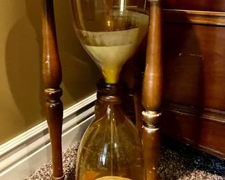 Vintage 22.5 inch Blenko Blown Yellow Glass Hourglass