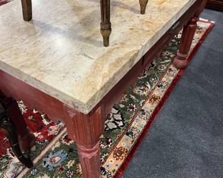 Marble Top Red Wood Table
