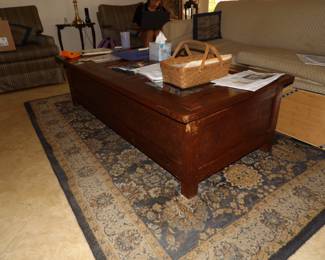Vintage glass topped coffee table with storage