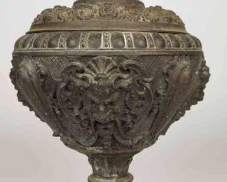  008 Antique Plume Atwood Duplex Double Wick Oil Lamp