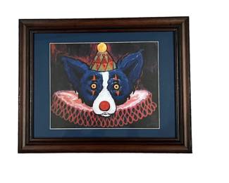 My Baby Made A Clown Out Of Me Blue Dog Giclee by George Rodrigue, Signed in Plate