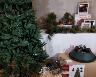 Christmas Mystery Lot with A Holiday Living 7.5 Ft Tree and More