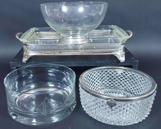 Glass And Silver Plate Servingware Including Pyrex 