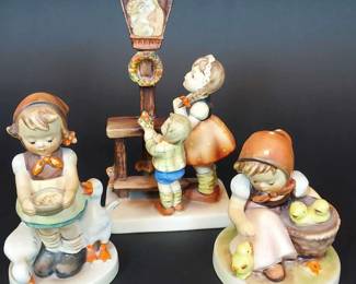 Hummel Figurines Featuring Girl with Chicks in Basket 