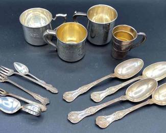Sterling Cups And Flatware 