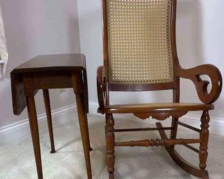 Vintage Rocking Chair With A Drop Leaf Side Table