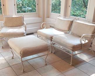 White Wrought Iron Patio Seating 