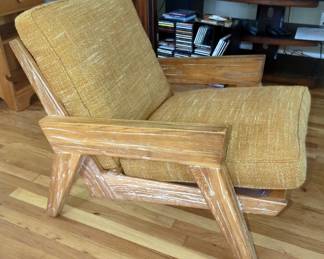 Oak Framed Arm Chair With Removable Cushions, 27" x 35" x 33"