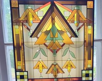Deco Styled Stained Glass Window Suncatchers, 19.5" x 19.5", Qty 3
