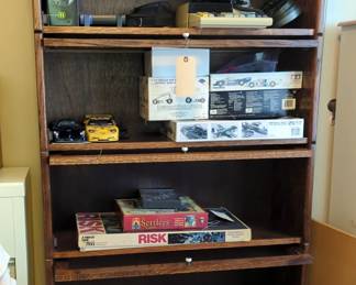 Oak And Glass Four Shelf Barrister Bookcase, 36"x13.5"x59.5"
